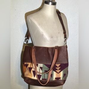 HD leather & wool tote bag
